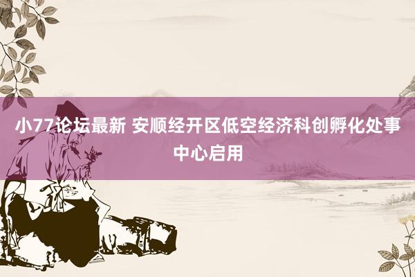 小77论坛最新 安顺经开区低空经济科创孵化处事中心启用