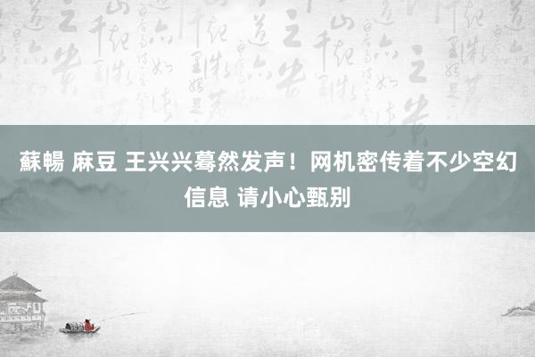 蘇暢 麻豆 王兴兴蓦然发声！网机密传着不少空幻信息 请小心甄别