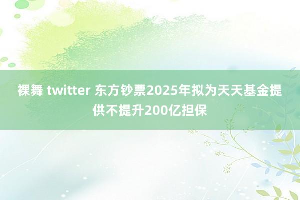 裸舞 twitter 东方钞票2025年拟为天天基金提供不提升200亿担保