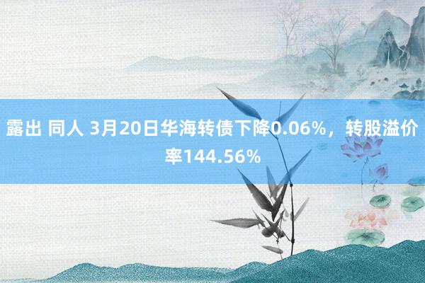 露出 同人 3月20日华海转债下降0.06%，转股溢价率144.56%