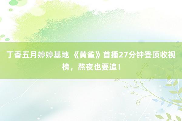 丁香五月婷婷基地 《黄雀》首播27分钟登顶收视榜，熬夜也要追！