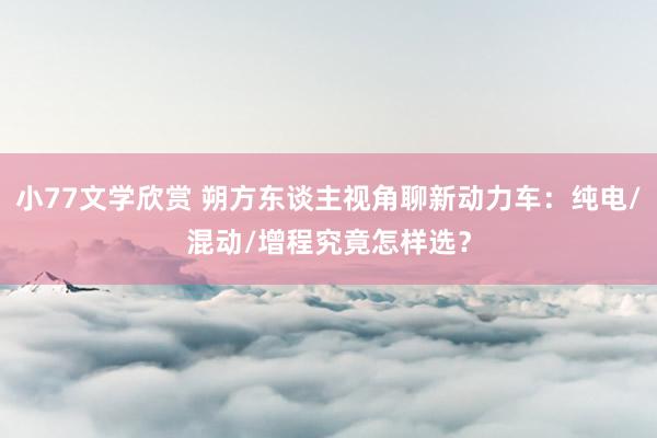 小77文学欣赏 朔方东谈主视角聊新动力车：纯电/混动/增程究竟怎样选？