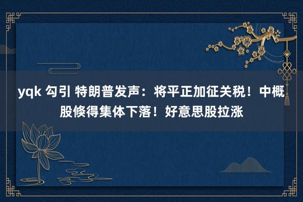 yqk 勾引 特朗普发声：将平正加征关税！中概股倏得集体下落！好意思股拉涨