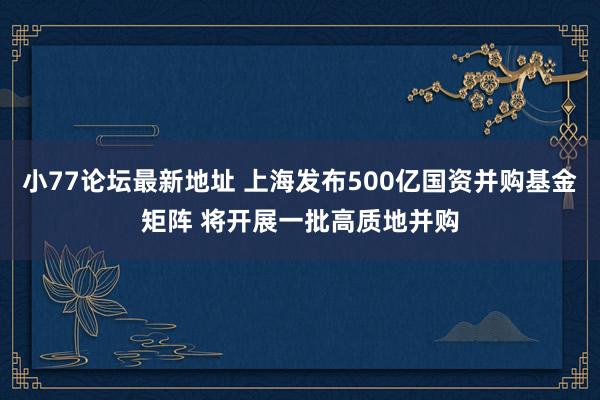 小77论坛最新地址 上海发布500亿国资并购基金矩阵 将开展一批高质地并购