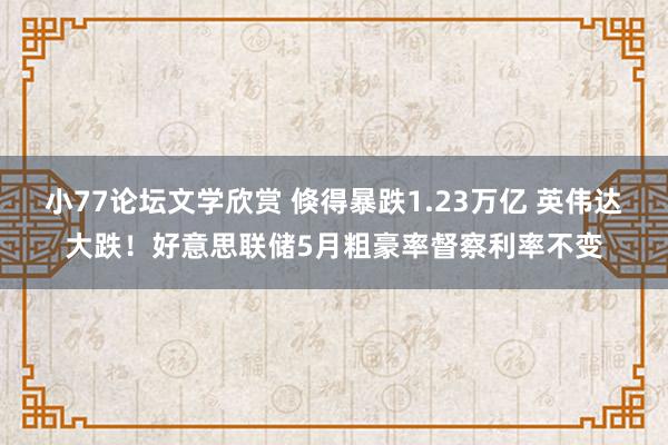 小77论坛文学欣赏 倏得暴跌1.23万亿 英伟达大跌！好意思联储5月粗豪率督察利率不变