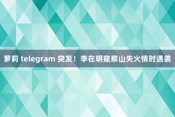 萝莉 telegram 突发！李在明窥察山失火情时遇袭