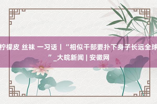 柠檬皮 丝袜 一习话丨“相似干部要扑下身子长远全球”_大皖新闻 | 安徽网