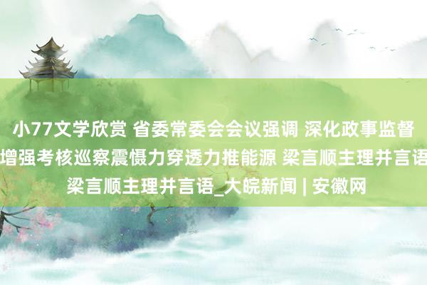 小77文学欣赏 省委常委会会议强调 深化政事监督发扬利剑作用 不竭增强考核巡察震慑力穿透力推能源 梁言顺主理并言语_大皖新闻 | 安徽网