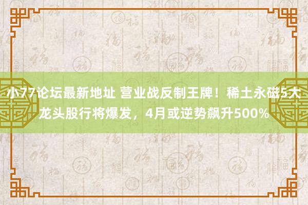 小77论坛最新地址 营业战反制王牌！稀土永磁5大龙头股行将爆发，4月或逆势飙升500%