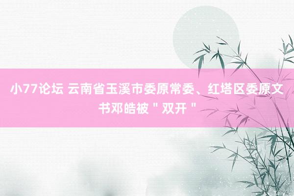 小77论坛 云南省玉溪市委原常委、红塔区委原文书邓皓被＂双开＂