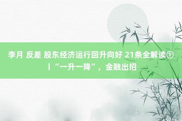 李月 反差 股东经济运行回升向好 21条全解读①丨“一升一降”，金融出招