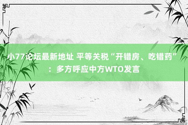 小77论坛最新地址 平等关税“开错房、吃错药” ：多方呼应中方WTO发言