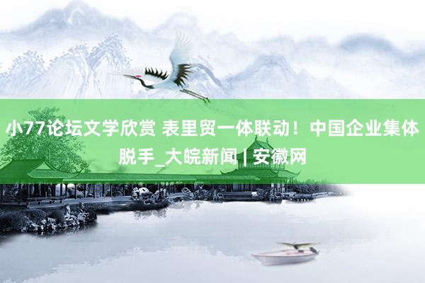 小77论坛文学欣赏 表里贸一体联动！中国企业集体脱手_大皖新闻 | 安徽网