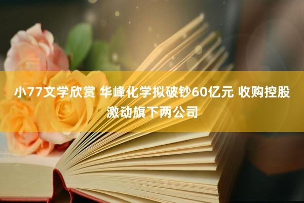 小77文学欣赏 华峰化学拟破钞60亿元 收购控股激动旗下两公司