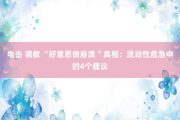 电击 调教 “好意思债崩溃＂真相：流动性危急中的4个提议