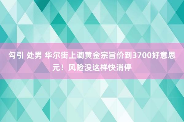 勾引 处男 华尔街上调黄金宗旨价到3700好意思元！风险没这样快消停
