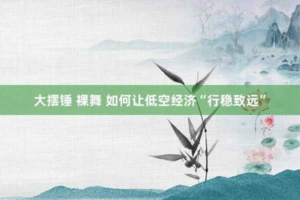 大摆锤 裸舞 如何让低空经济“行稳致远”